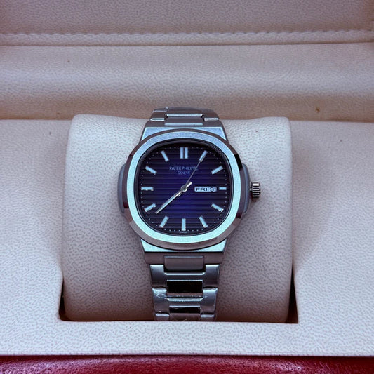 Patek Philippe Nautilus Replica Watch - Silver Chain Blue Dial Luxury Men's Timepiece