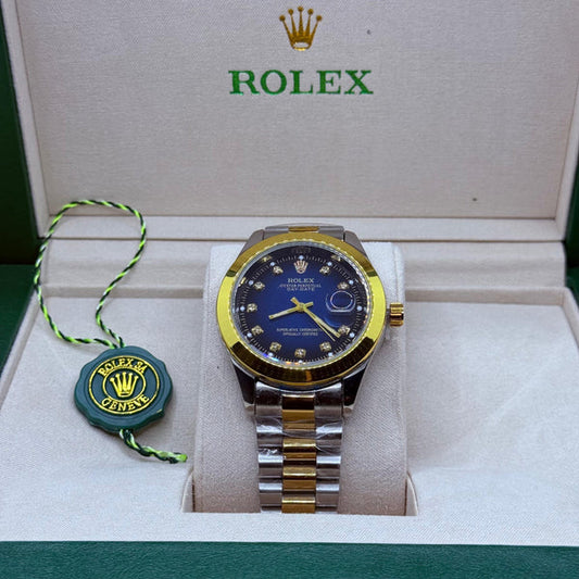 Rolex Datejust Two-Tone Blue Dial with Diamond Markers - Luxury Oyster Steel and Yellow Gold Watch