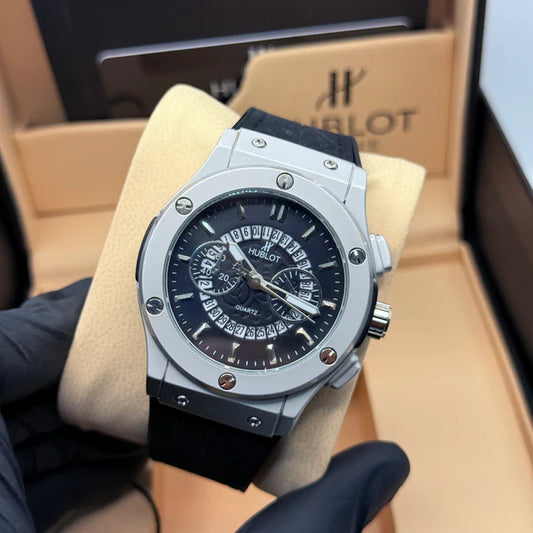 Hublot Big Bang Skeleton Chronograph Black Dial with Black Rubber Strap - Luxury Titanium Watch 44mm