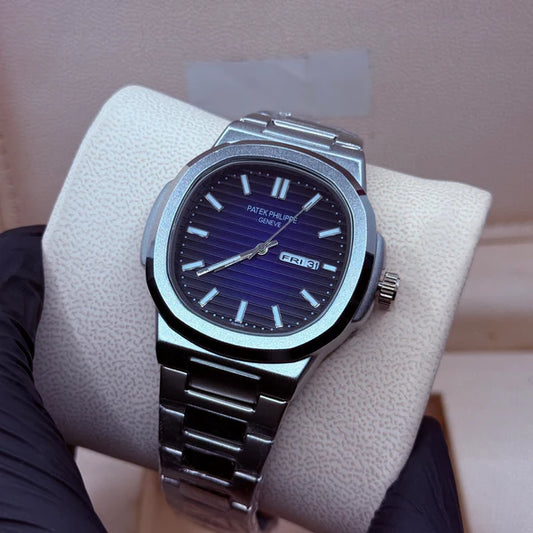 Patek Philippe Nautilus Replica Watch - Silver Chain Blue Dial Luxury Men's Timepiece