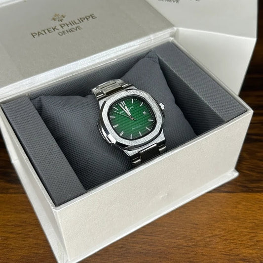 Patek Philippe Nautilus Replica Watch - Silver Chain Green Dial Luxury Men's Timepiece