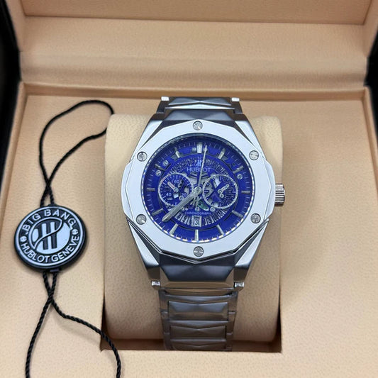 Hublot Big Bang Integrated Skeleton Blue Dial Stainless Steel Bracelet - Luxury Chronograph