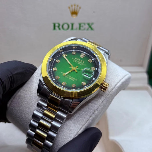 Rolex Datejust Two-Tone Green Dial with Diamond Markers - Luxury Oyster Steel and Yellow Gold Watch