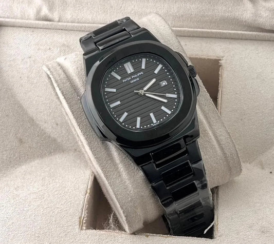 Patek Philippe Nautilus Replica Watch - Silver Chain Black Dial Luxury Men's Timepiece