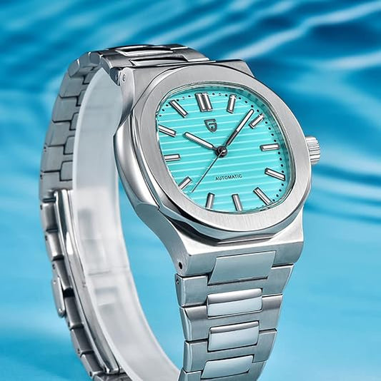 Patek Philippe Nautilus Replica - Silver Chain Cyan Dial Luxury Men's Watch