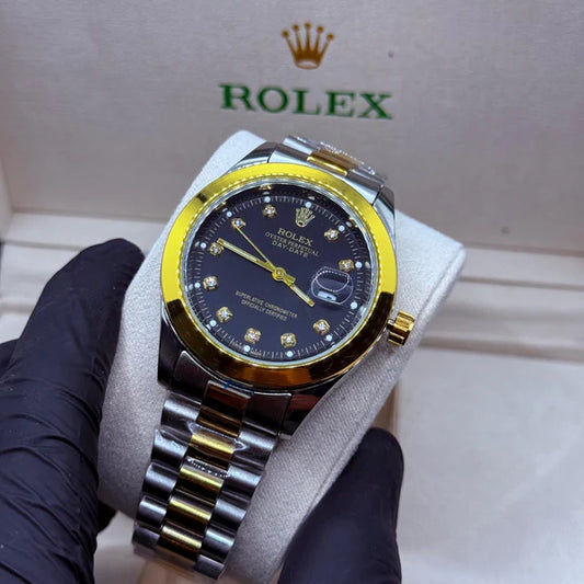 Rolex Datejust Two-Tone Black Dial with Diamond Markers - Luxury Oyster Steel and Yellow Gold Watch
