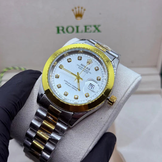 Rolex Datejust Two-Tone White Dial with Diamond Markers - Luxury Oyster Steel and Yellow Gold