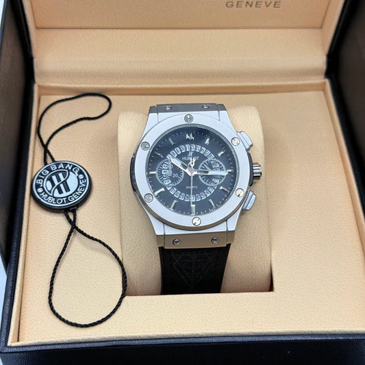 Hublot Big Bang Skeleton Chronograph Black Dial with Black Rubber Strap - Luxury Titanium Watch 44mm