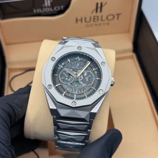 Hublot Big Bang Integrated Skeleton Grey Dial Stainless Steel Bracelet - Luxury Chronograph