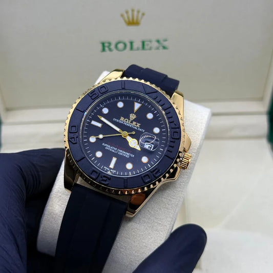 Rolex Yacht-Master 40mm Rose Gold Accents Black Rubber Strap Dive Watch - Luxury Replica