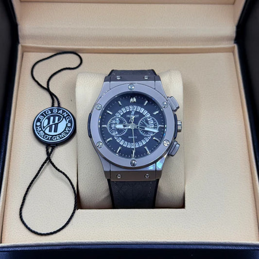 Hublot Big Bang Skeleton Grey Dial with Silver Rubber Strap - Luxury Chronograph Watch 45mm