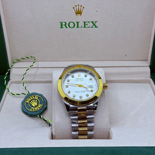 Rolex Datejust Two-Tone White Dial with Diamond Markers - Luxury Oyster Steel and Yellow Gold