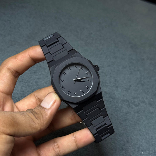 Premium Black Arabic Dial Watch - Sleek Modern Design with Durable Strap