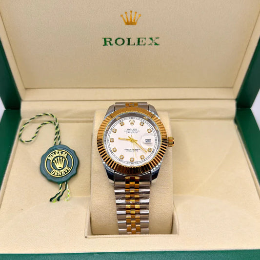 Rolex Datejust White Dial Silver Gold Chain - Luxury Stainless Steel Watch