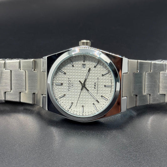 Tissot PRX 1853 White Dial Silver Stainless Steel Bracelet - Luxury Quartz Watch 40mm