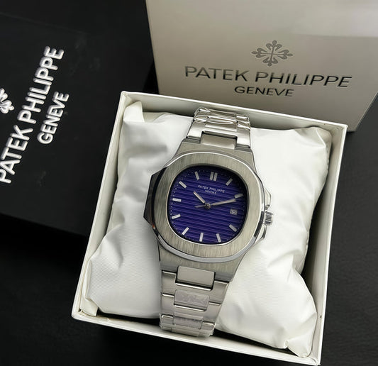 Patek Philippe Nautilus Replica Watch - Silver Chain Blue Dial Luxury Men's Timepiece