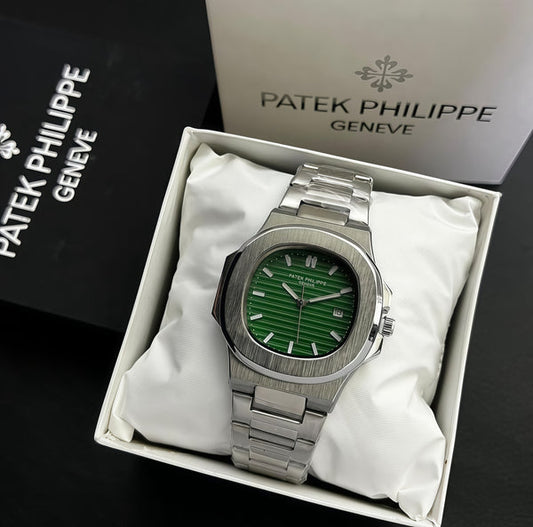 Patek Philippe Nautilus Replica Watch - Silver Chain Green Dial Luxury Men's Timepiece